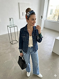 DENİM KUMAŞ EL YAPIMI TAÇ