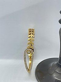 Yaprak&Taş Detay Gold Kelepçe