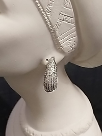 14K Gümüş Renk Su Damlası Taşlı Küpe