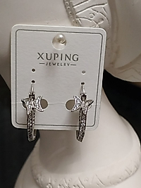 14K Gümüş Kelebek Detay Taşlı Küpe