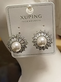 14K Gümüş Taş inci Detay Küpe