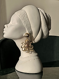 Ahtapot Deniz Kabuğu Gold Küpe