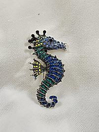 Deniz Atı Broş Mavi Taş Detay