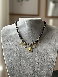 Lacivert Küp Boncuklu Kolye Deniz Temalı