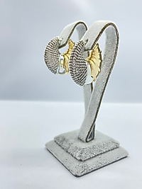 Özel Seri Midye Deseni Çift Renkli Taş Detaylı Küpe