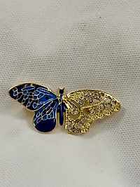 Gold Lacivert Detay Broş