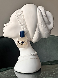 Göz Küpe Lacivert Beyaz