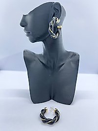 Siyah Gold Deri Burgu Model Halka Küpe