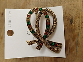 Bronz Renkli Taşlı Broş