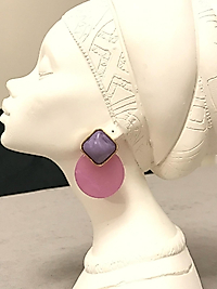 Pembe Lila Yuvarlak Detay Küpe