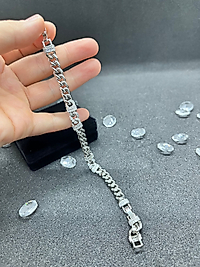 14K  Gümüş Rengİ Zİrkon Taş Detaylı Zİncİr Bİleklİk