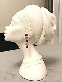 Bordo Gümüş Yarım Halka Küpe