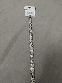 14K Gümüş Renk Zigzak Taş Detay Bileklik