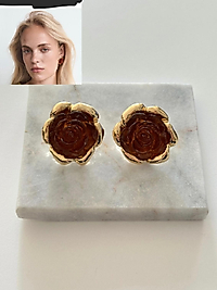 Kahve Gold Gül Marka Küpe