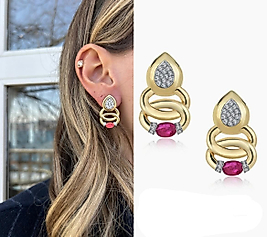 M's Marka Pembe Taş Detaylı Küpe