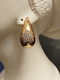 14K Gold Su Damlası Yıldız Detay Küpe