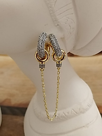 Gold Taş&Zincir Detay Halka Küpe