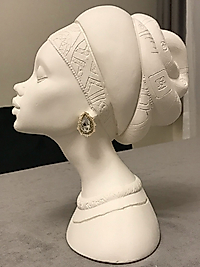 Gold Rengi Beyaz Damla Taş Küpe