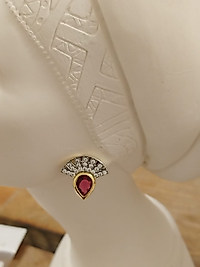 Gold Rengi Damla Taş Model Yelpaze Küpe