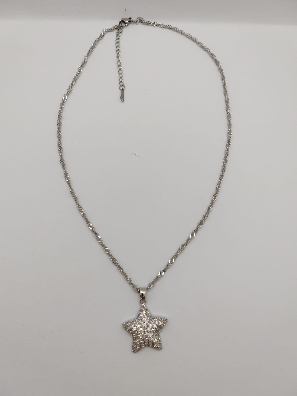 Zirkon Taşlı Çelik Yıldız Kolye