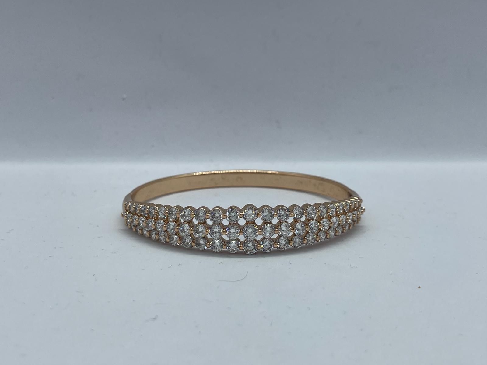 Rose Gold Üç Sıra Taş Detay Kelepçe