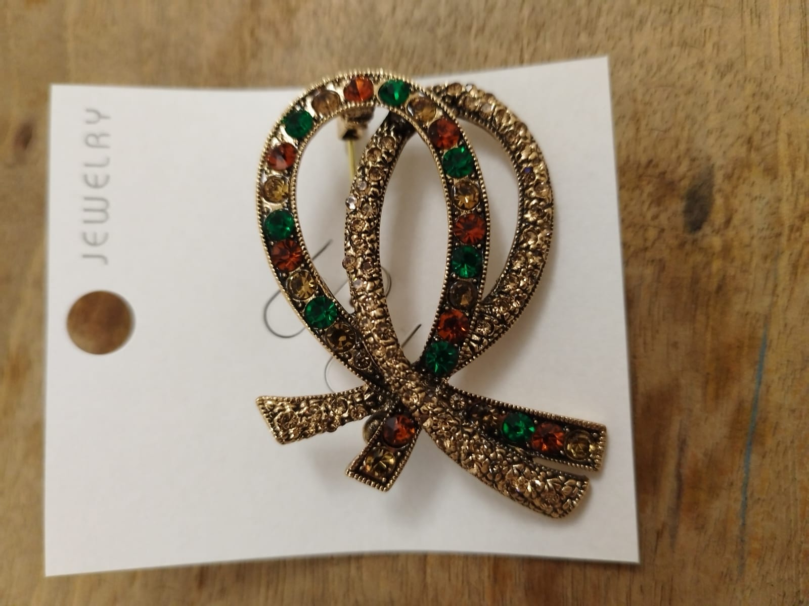 Bronz Renkli Taşlı Broş