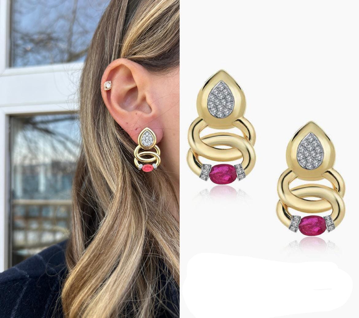 M's Marka Pembe Taş Detaylı Küpe