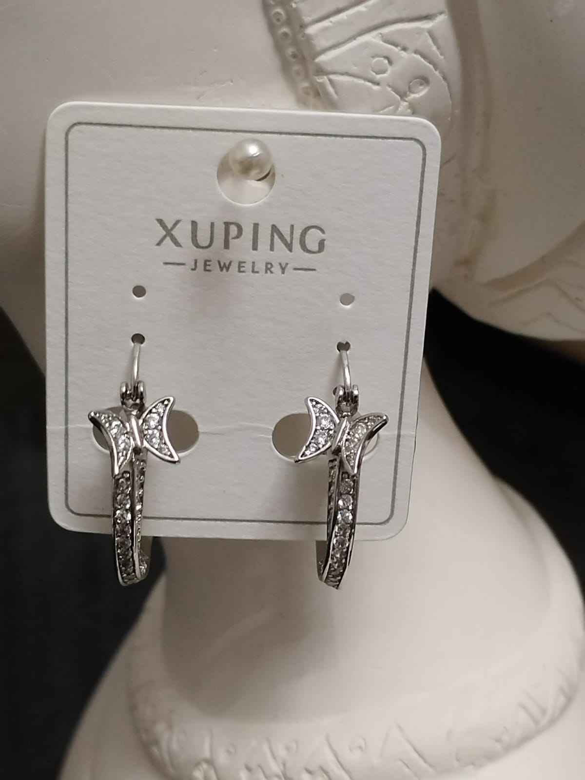 14K Gümüş Kelebek Detay Taşlı Küpe