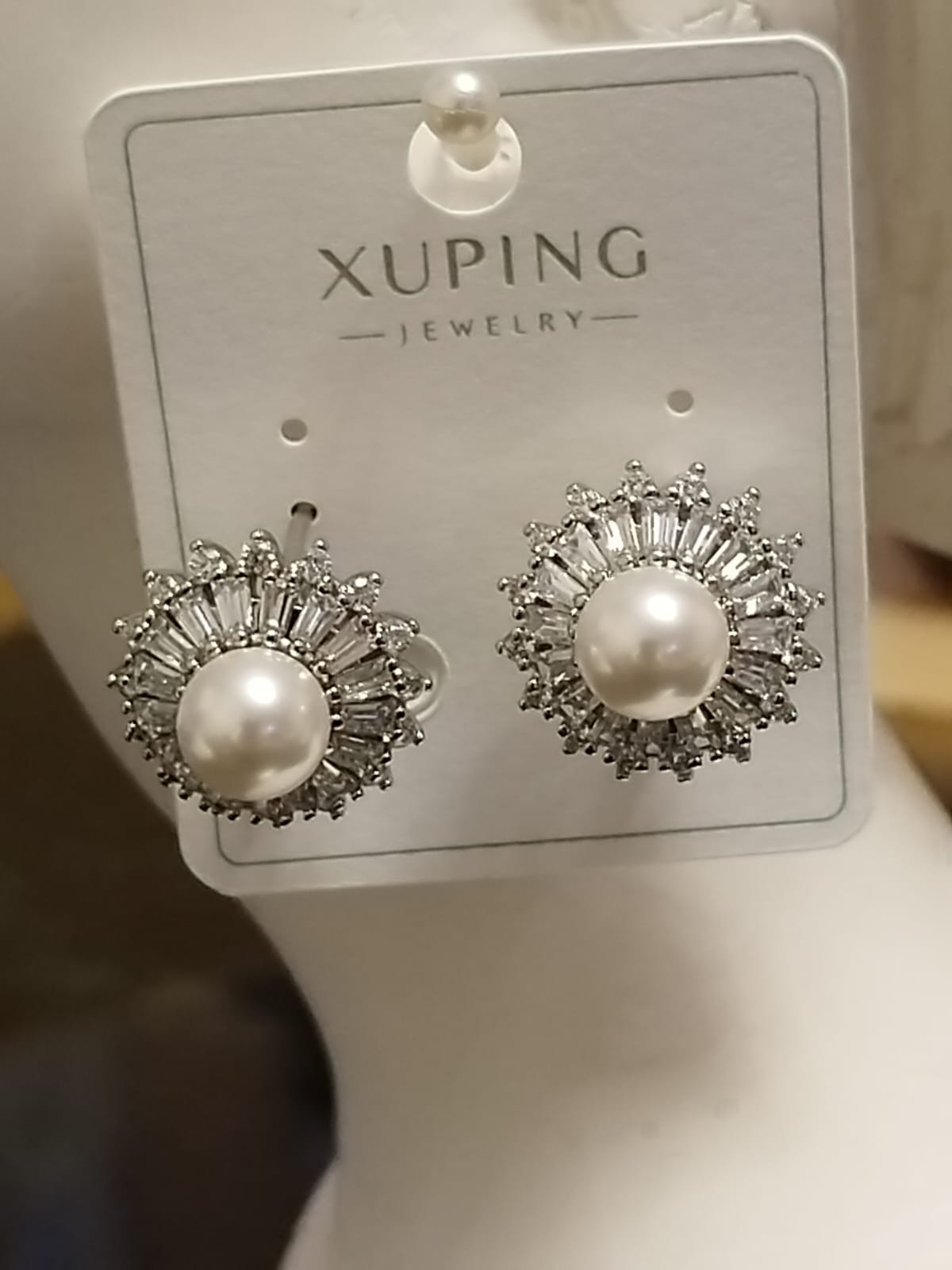 14K Gümüş Taş inci Detay Küpe