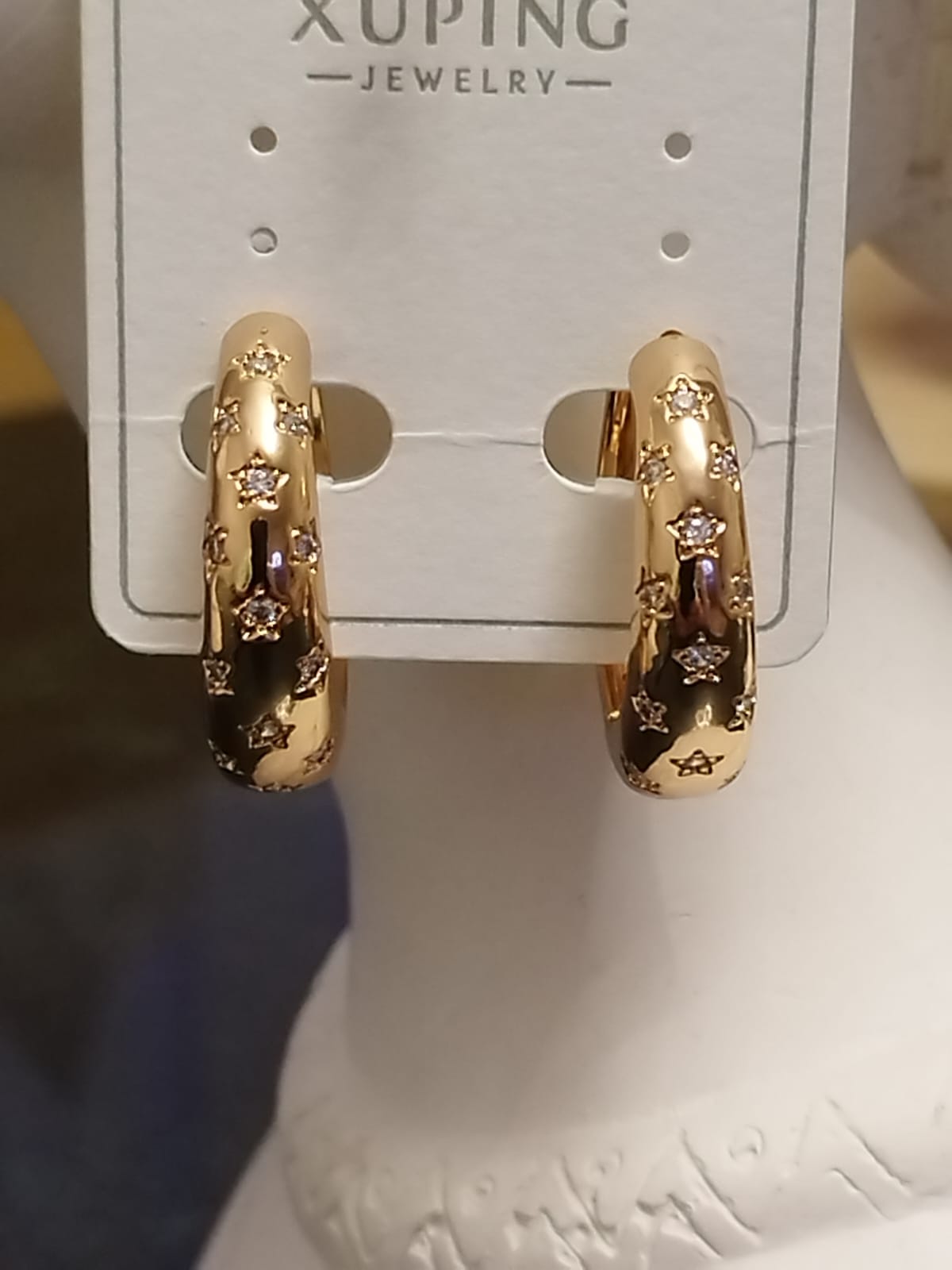 14K Gold Yıldız Detay Halka Küpe