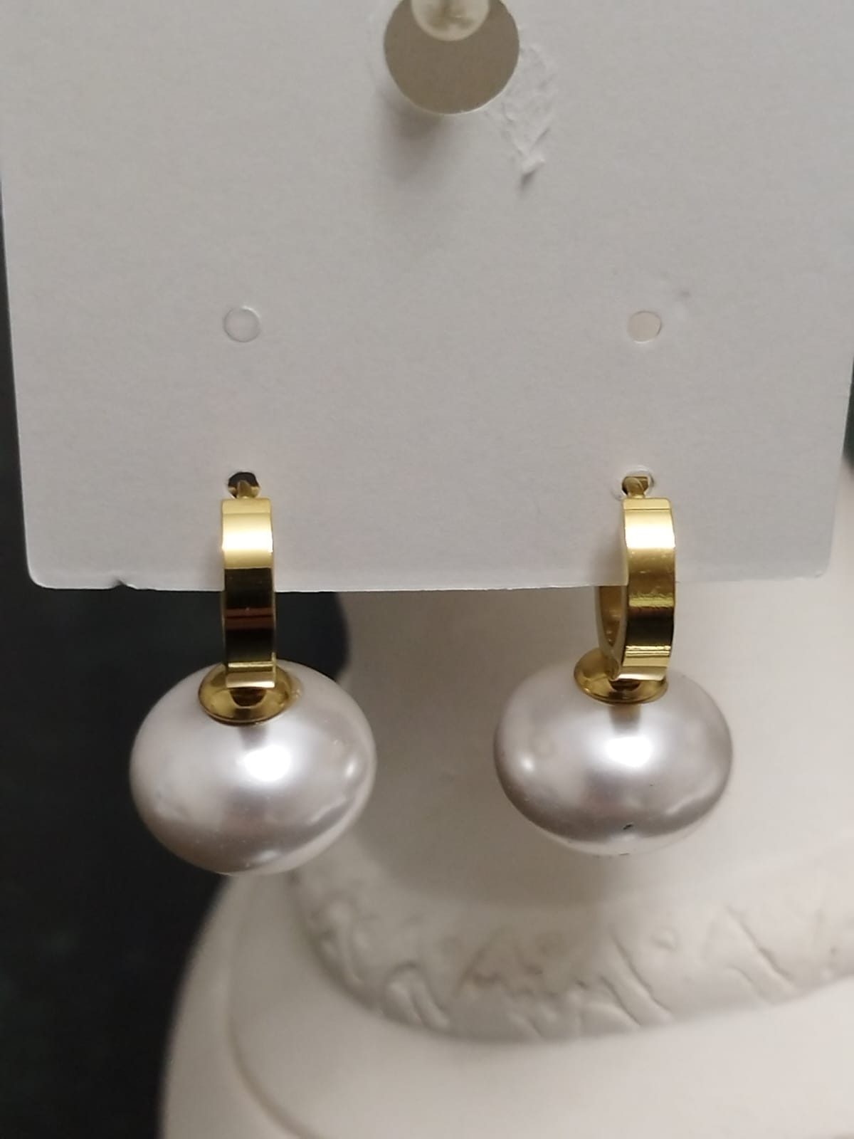 Çelik Gold inci Detay Küpe