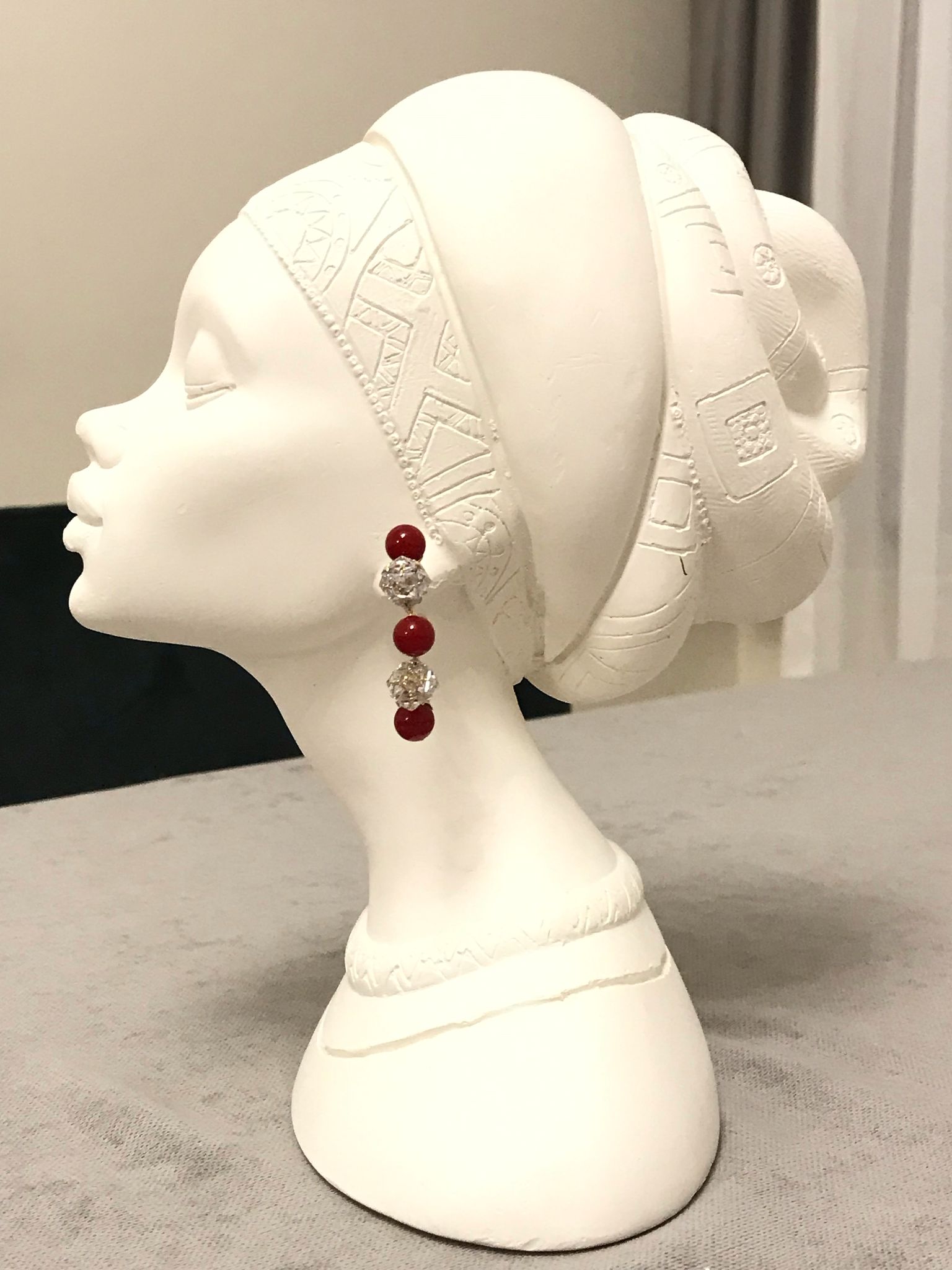 Bordo Gümüş Yarım Halka Küpe