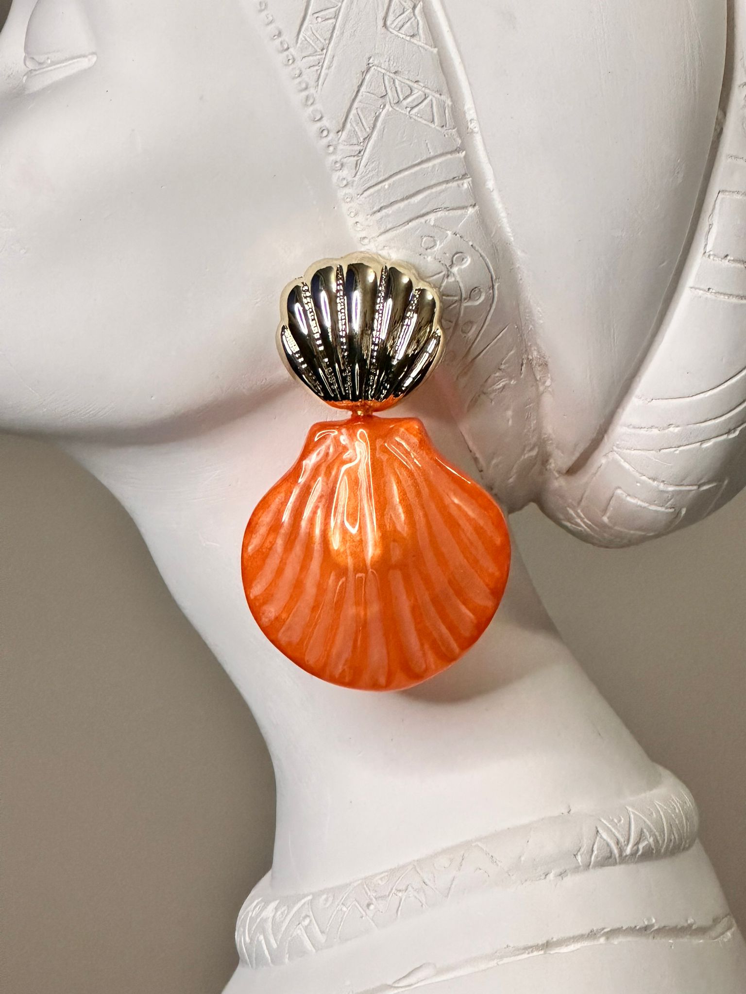 Gold Sedefli Turuncu istiridye Küpe