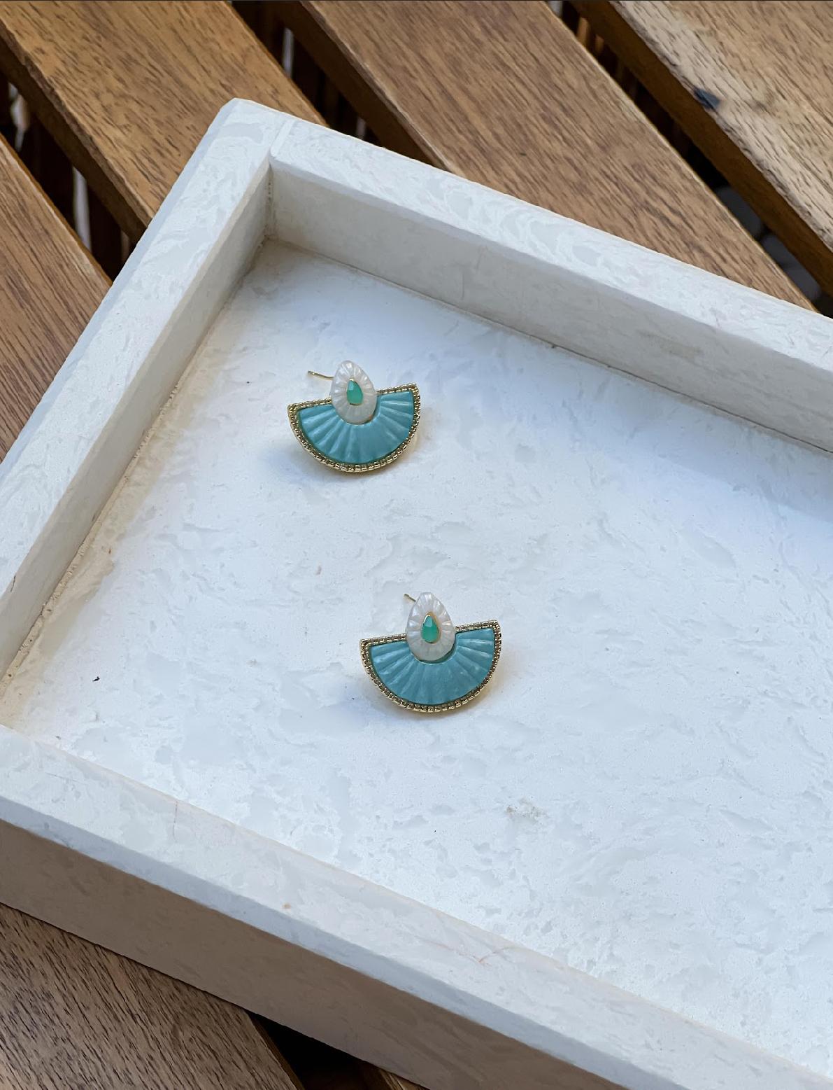 Turkuaz Yelpaze Küpe