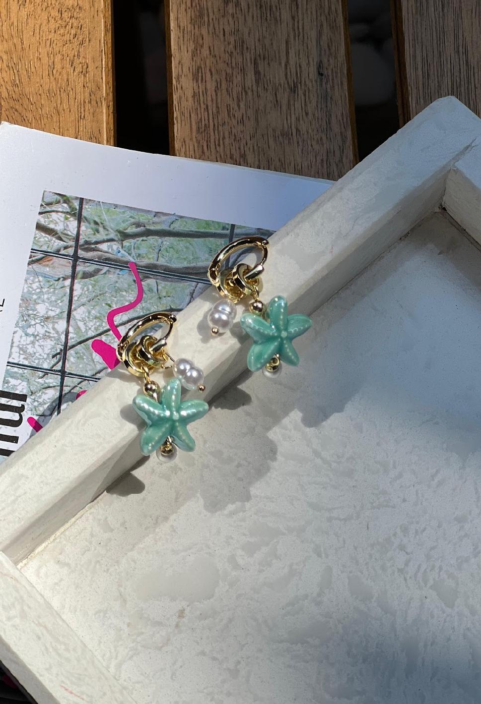 Yeşil Deniz Yıldızı Küpe