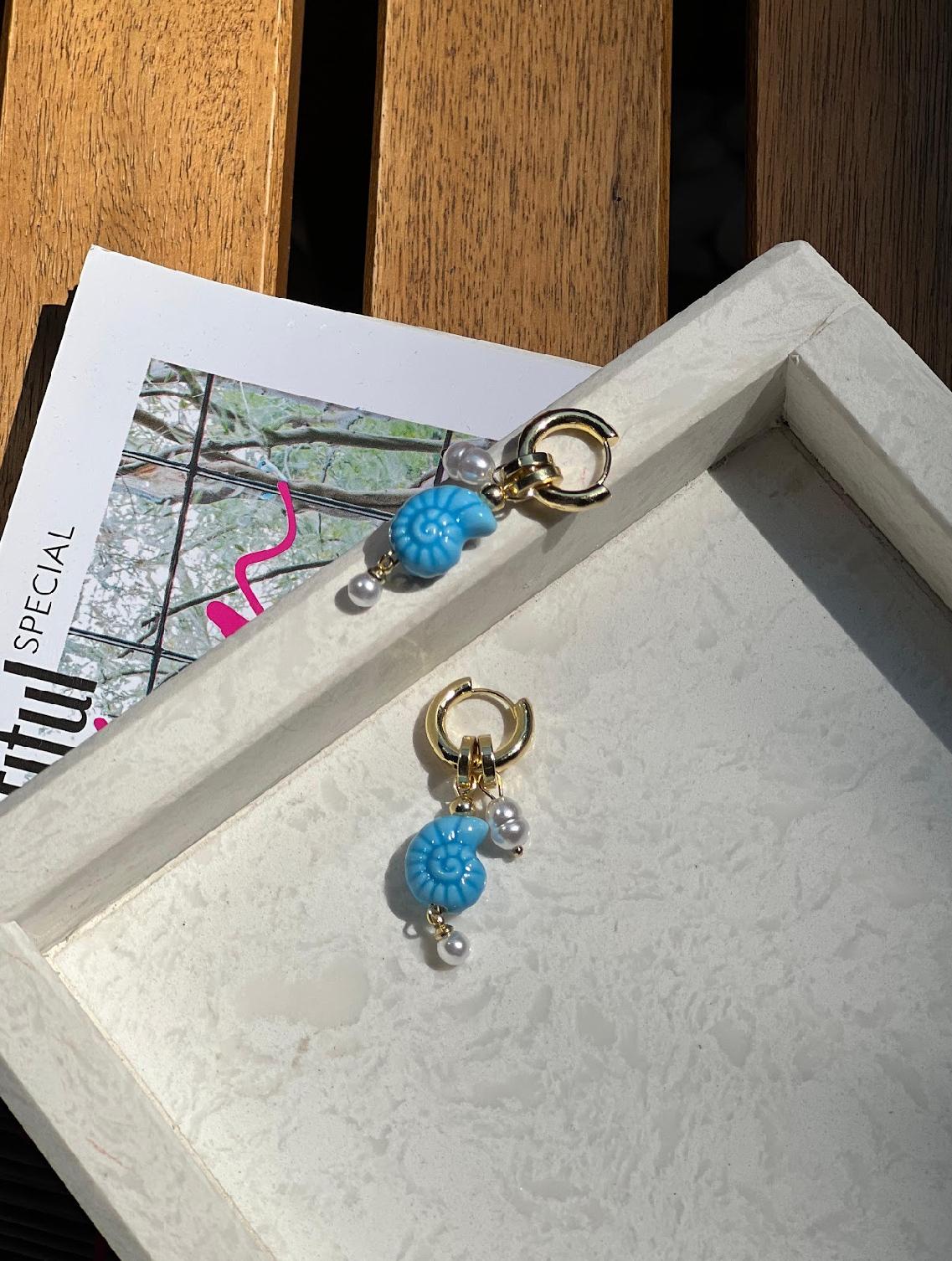 Turkuaz Deniz Kabuğu Küpe