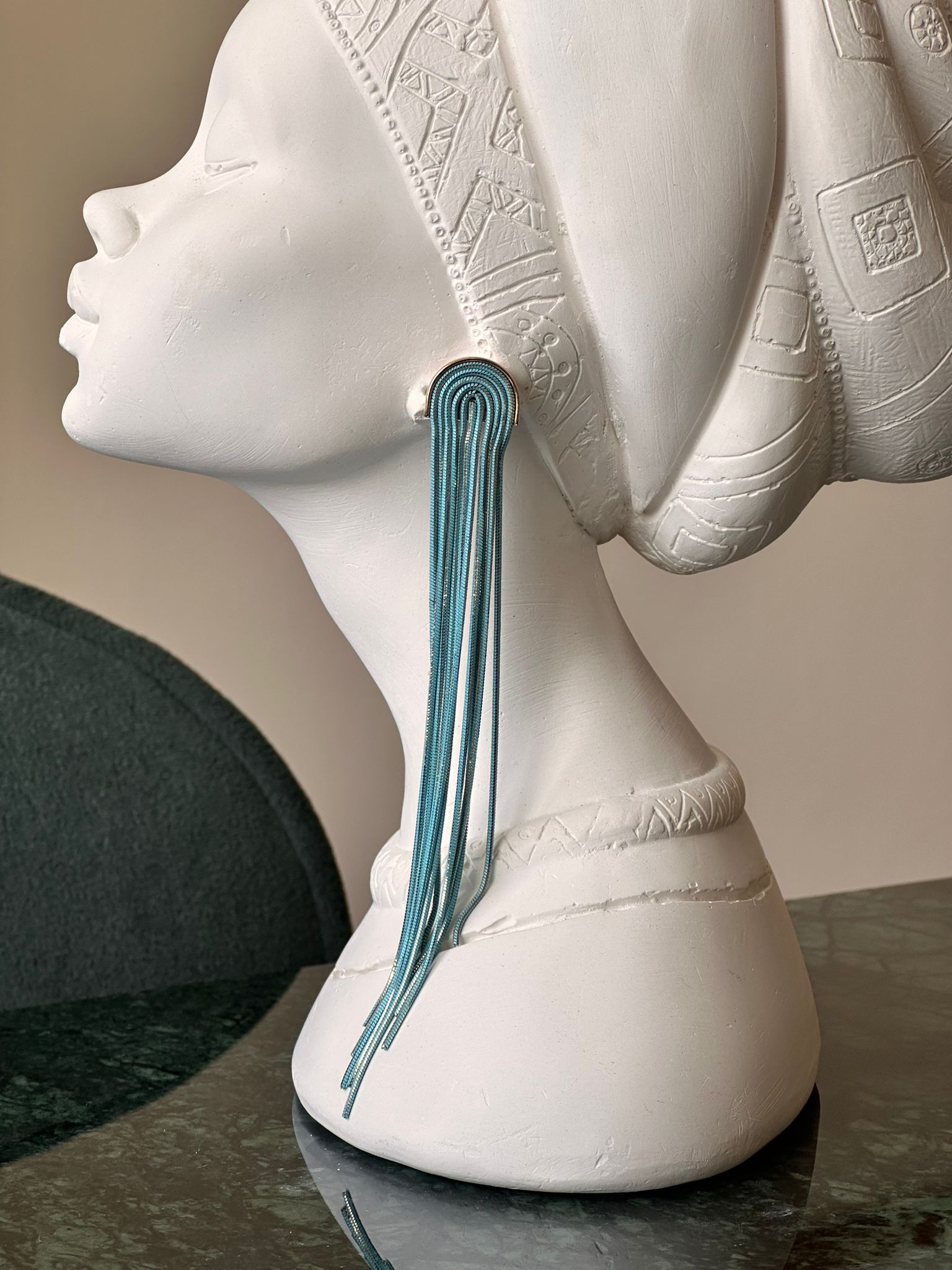 Mavi Gold Sarkıtmalı Küpe