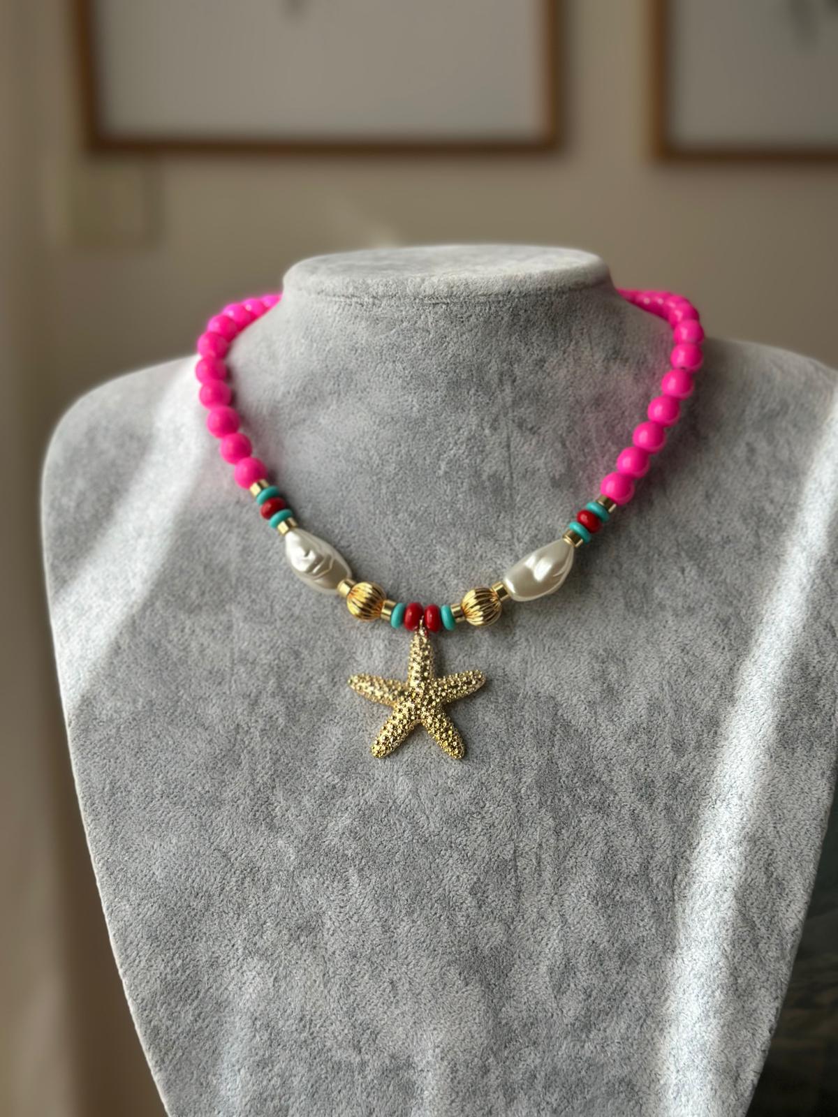 Deniz Yıldızı Kolye Pembe Detay