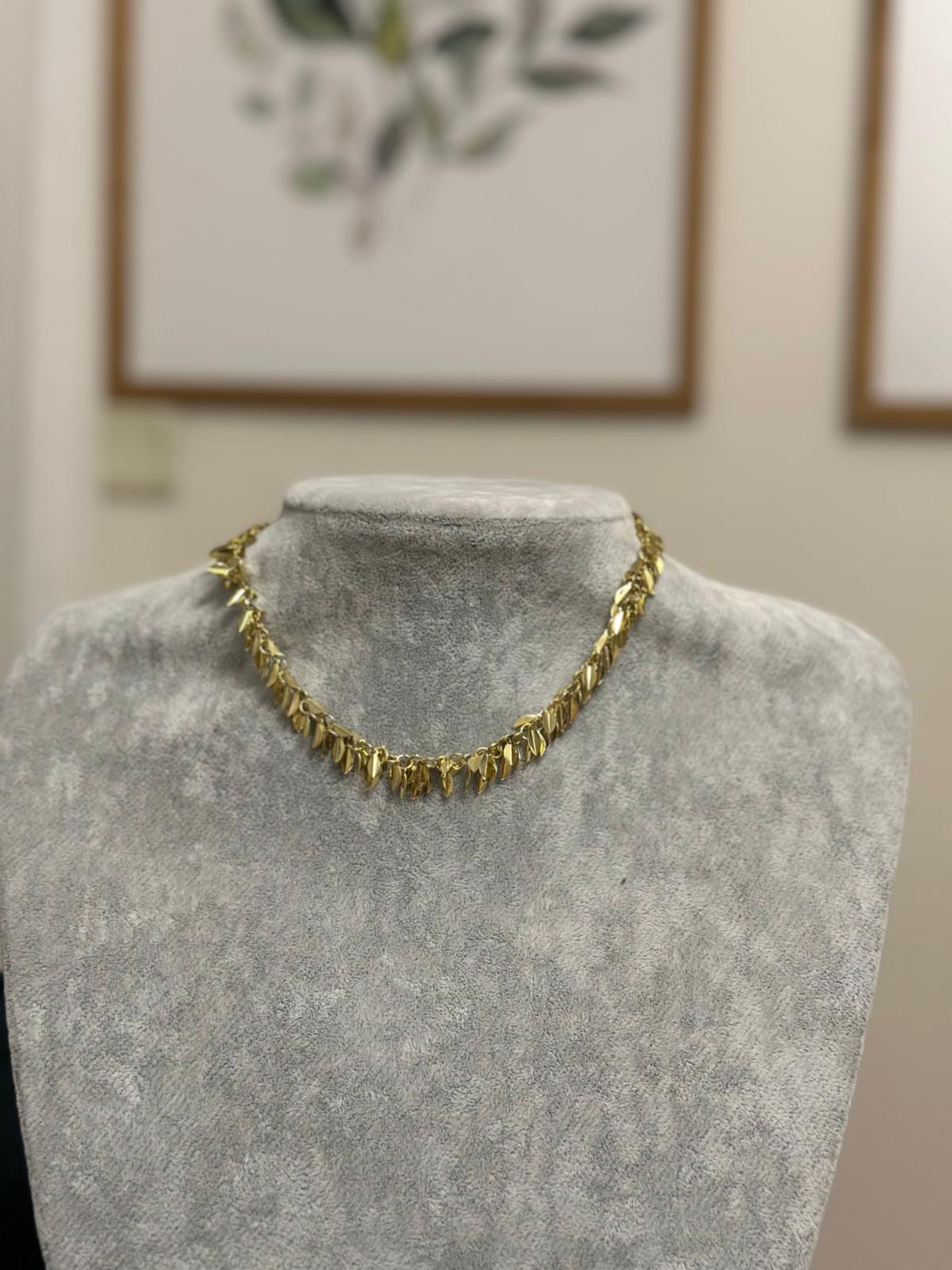 Gold Sallantılı Yaprak Pul Kolye