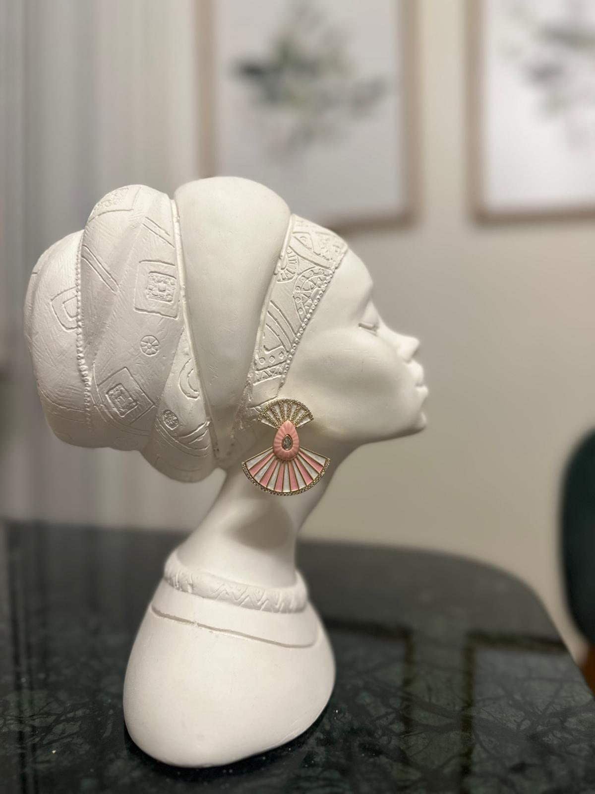 Yelpaze Küpe Krem Somon Rengi