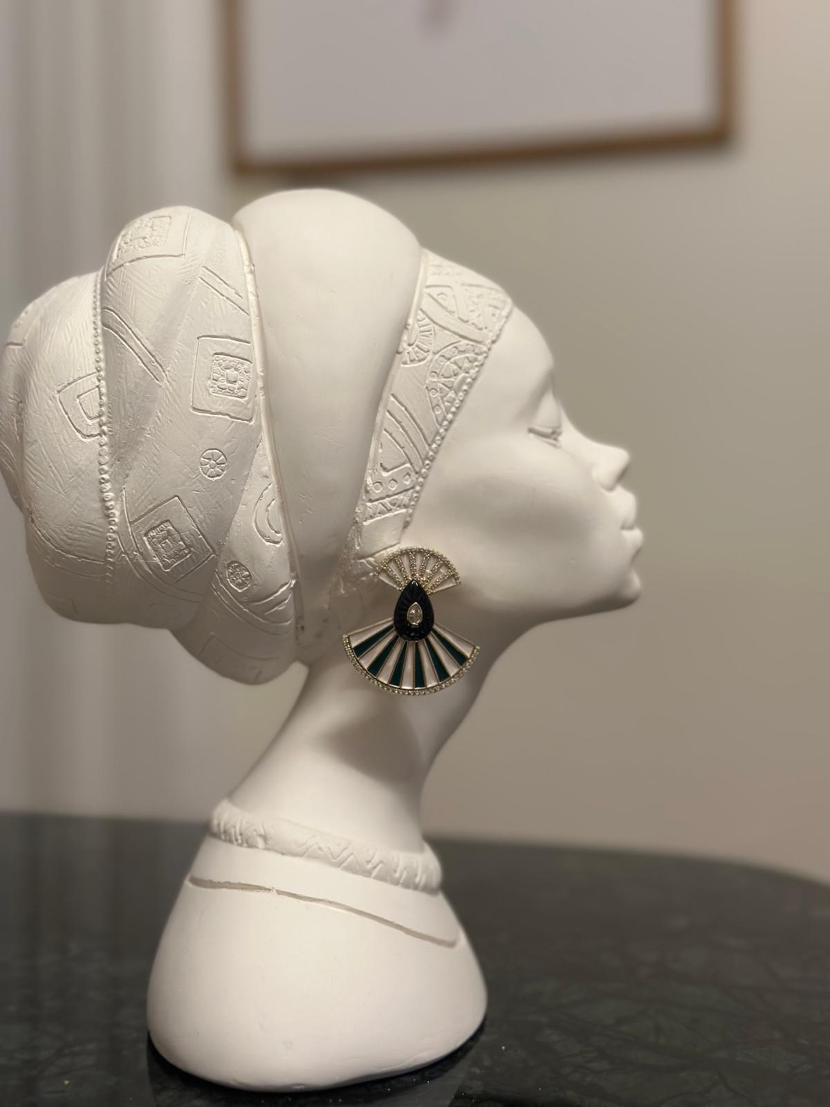 Yelpaze Küpe  Siyah Beyaz