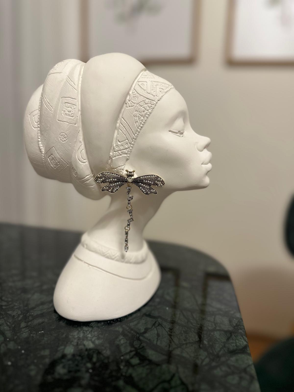 Yusufçuk Küpe İnci Detay Eskitme Renk Küpe