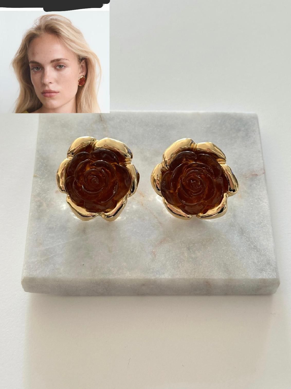 Kahve Gold Gül Marka Küpe