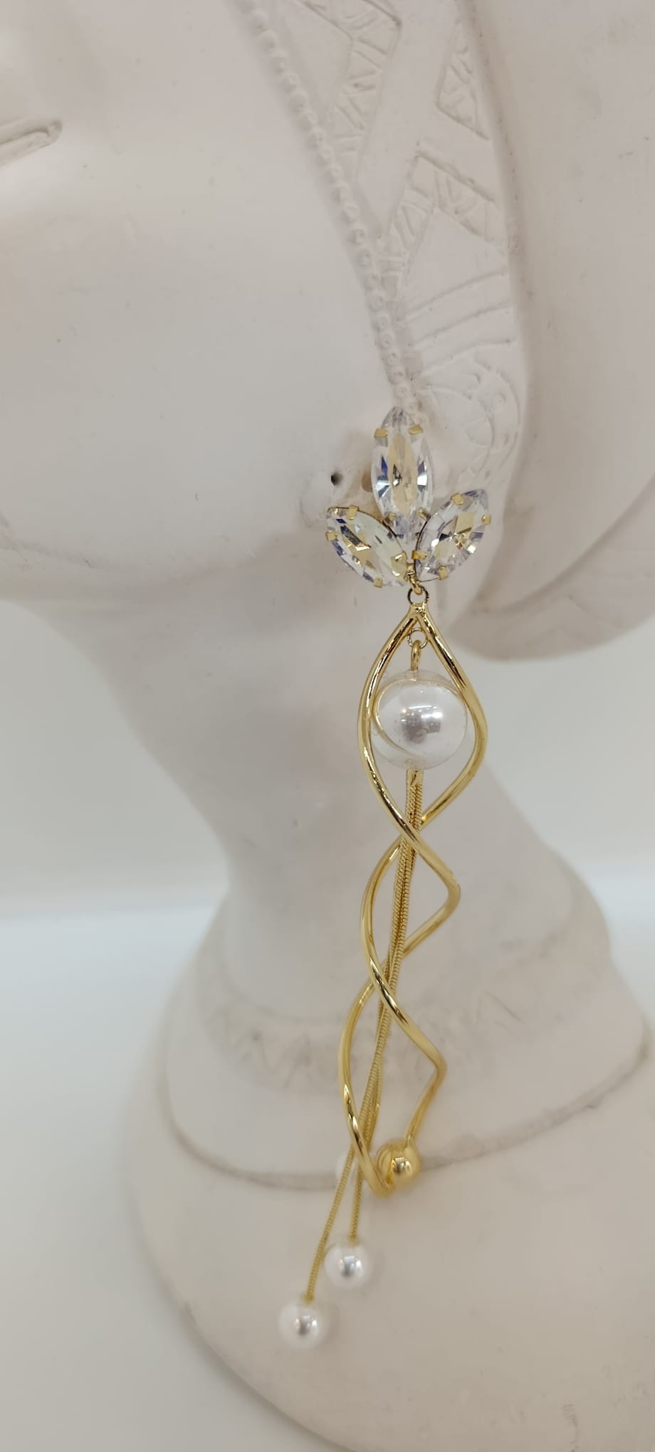 İnci Detay Gold Sarkıtmalı Küpe