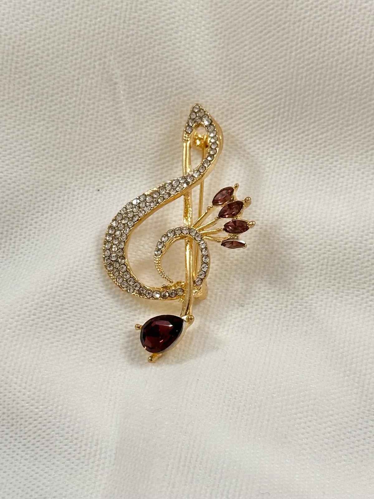 Sol Anahtarı Gold Broş