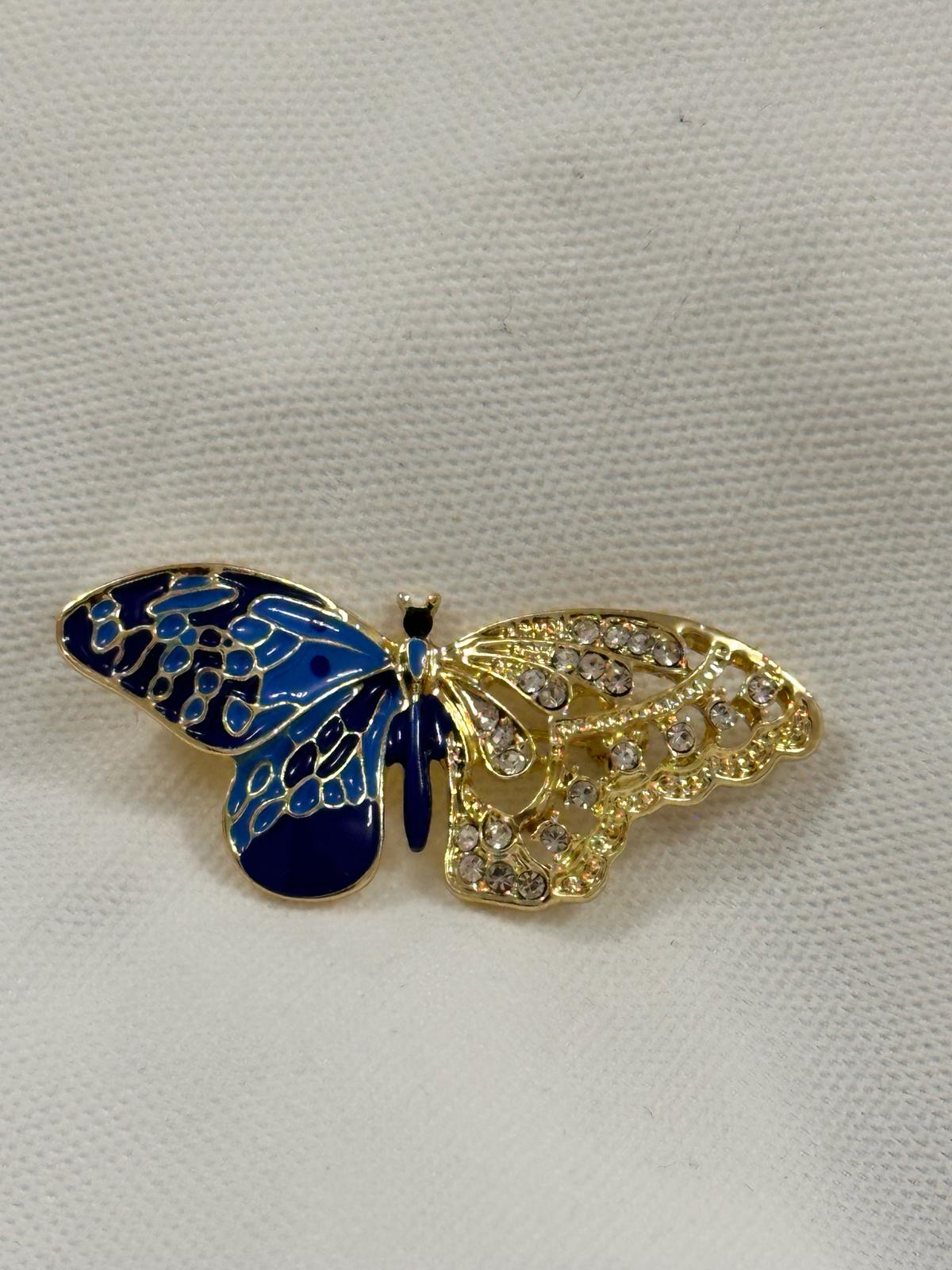 Gold Lacivert Detay Broş