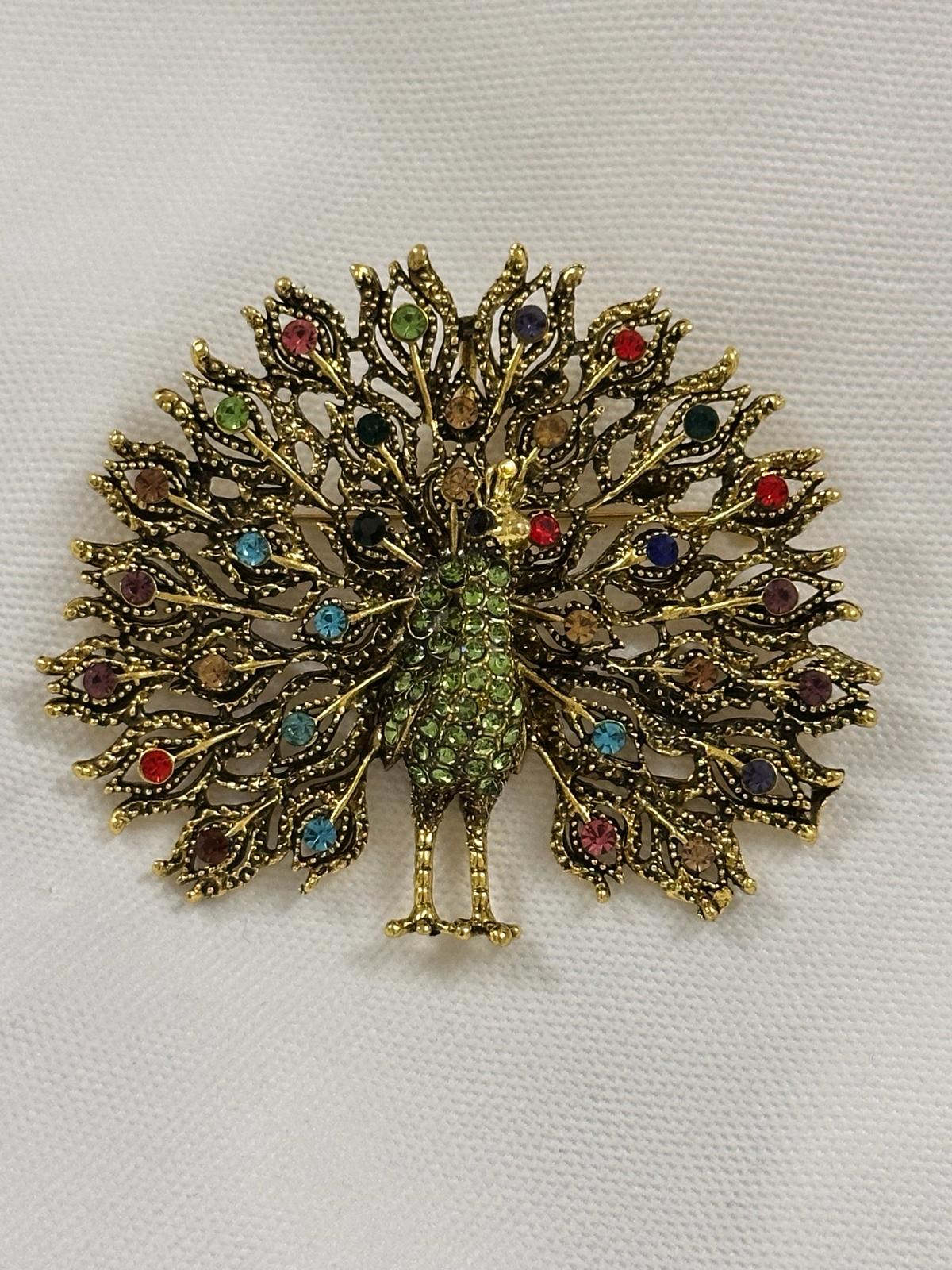 Tavuskuşu Renkli Broş