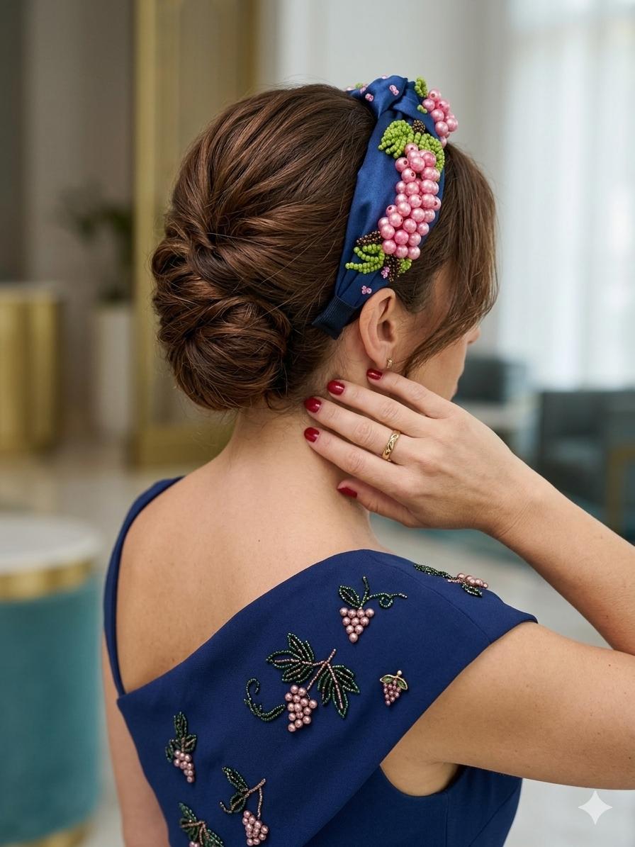 LACİVERT ÜZÜM MODEL EL YAPIMI TAÇ