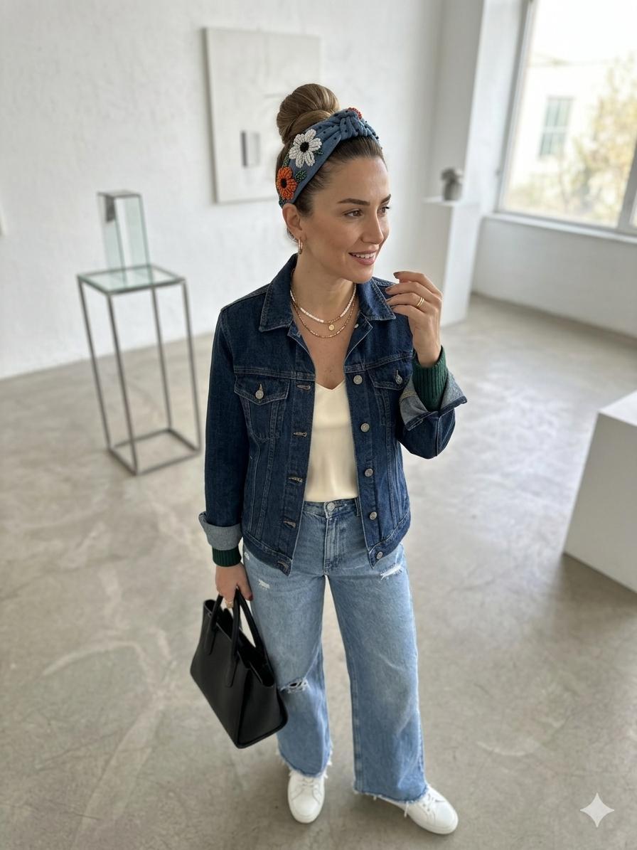 DENİM KUMAŞ EL YAPIMI TAÇ